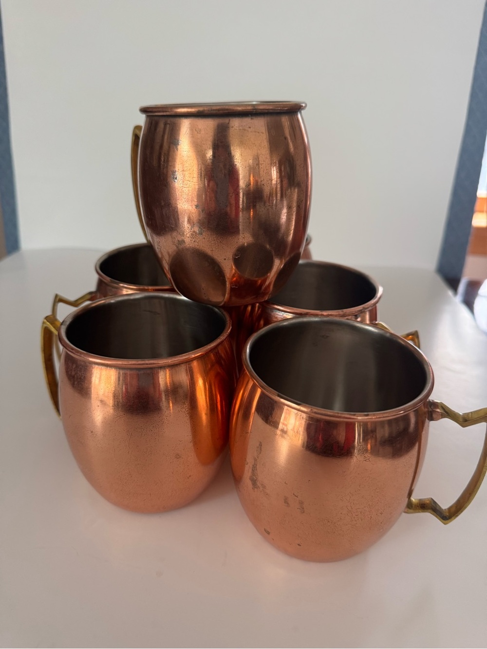 Copper Moscow Mule Mug Set - Shiny Copper with Brass Handles